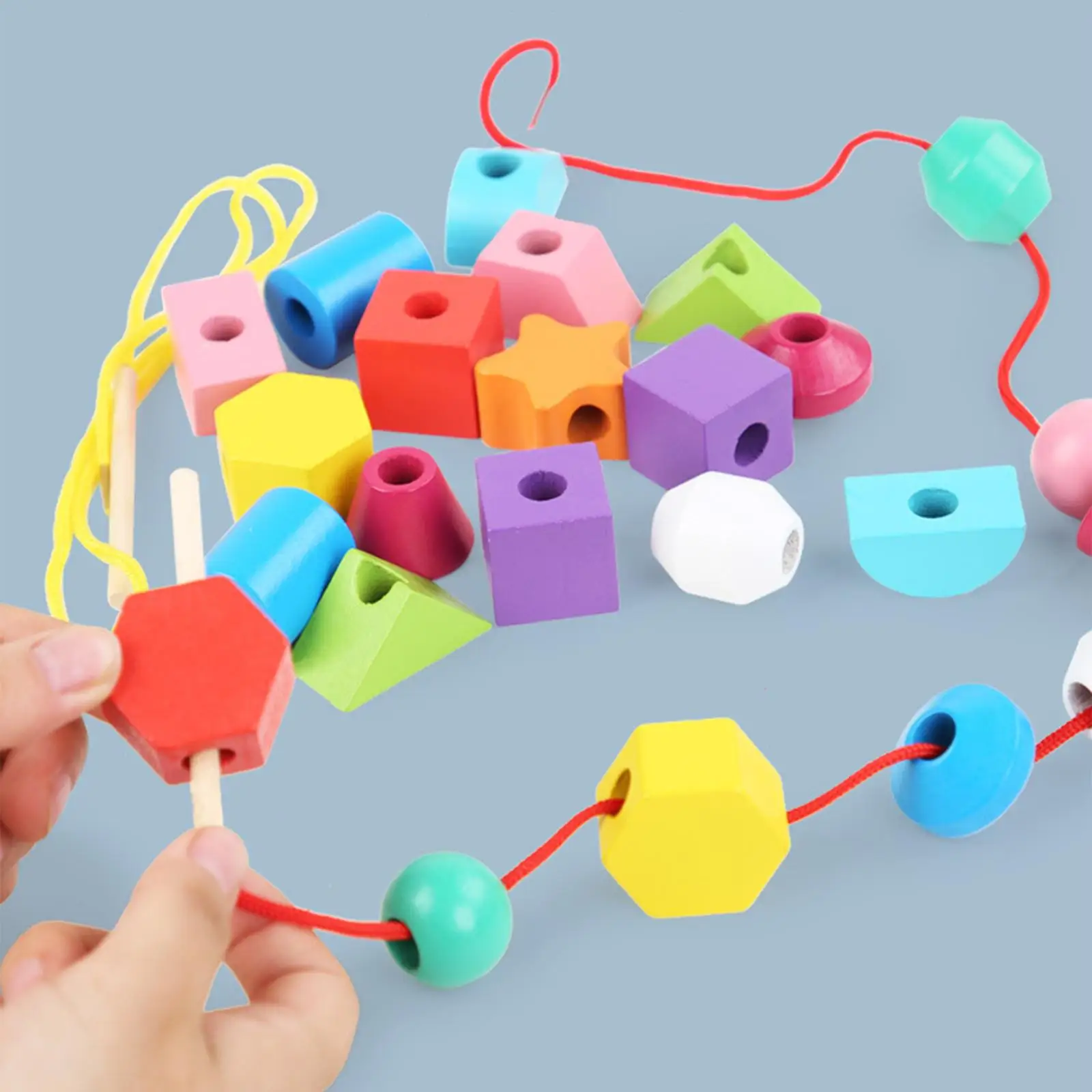 Five Sets Beaded Toys Educational Blocks Enlightenment Sensory Toys Wooden Learning for Toddlers Children Birthday Gift Kids