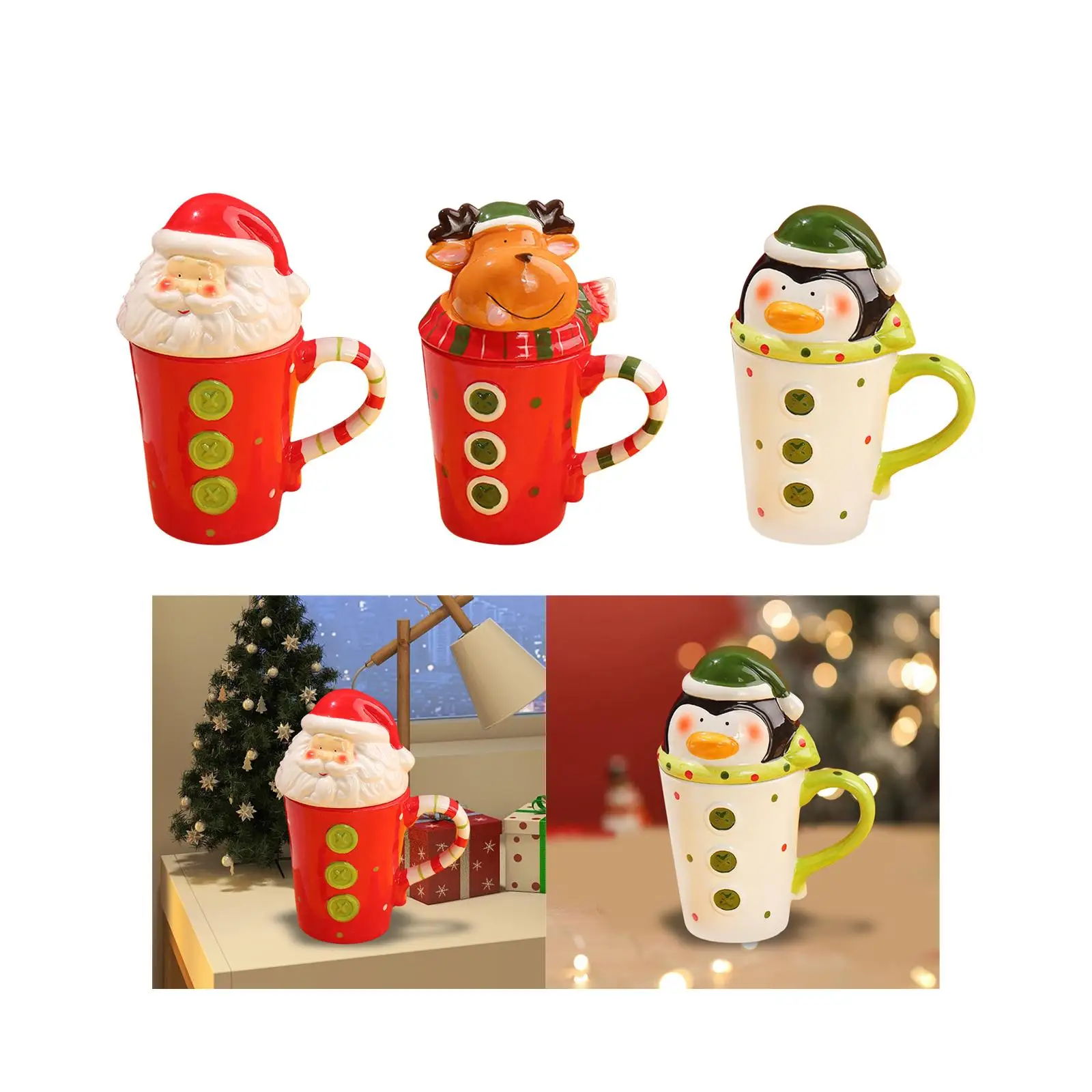 Cartoon Ceramic Mug 400ml Christmas Mugs for Stocking Stuffer Table Centerpieces Valentines Day Tiered Tray Decor Christmas Gift