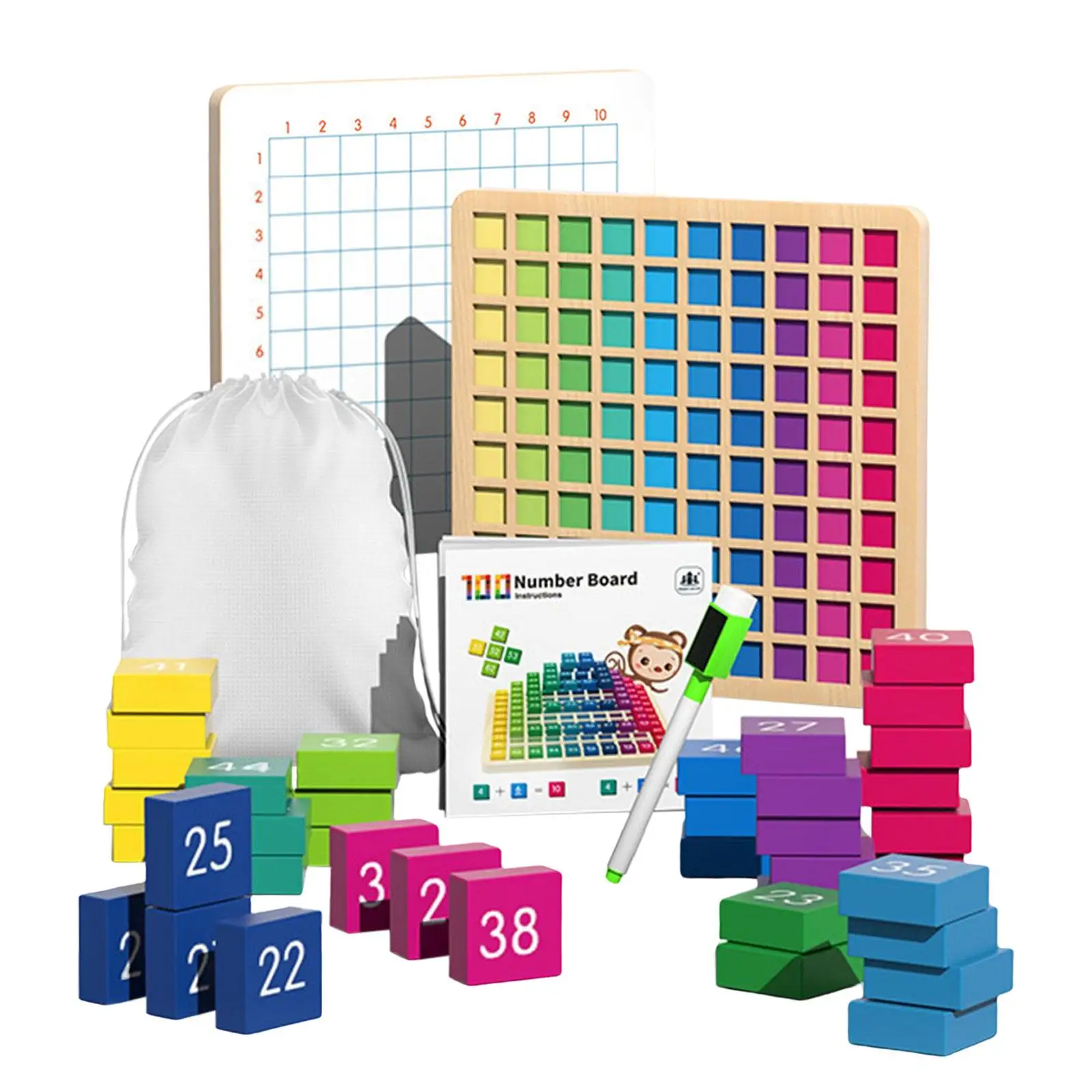 Multiplication Table Board Game Math Table Board Game 100 Cubes Montessori Trays