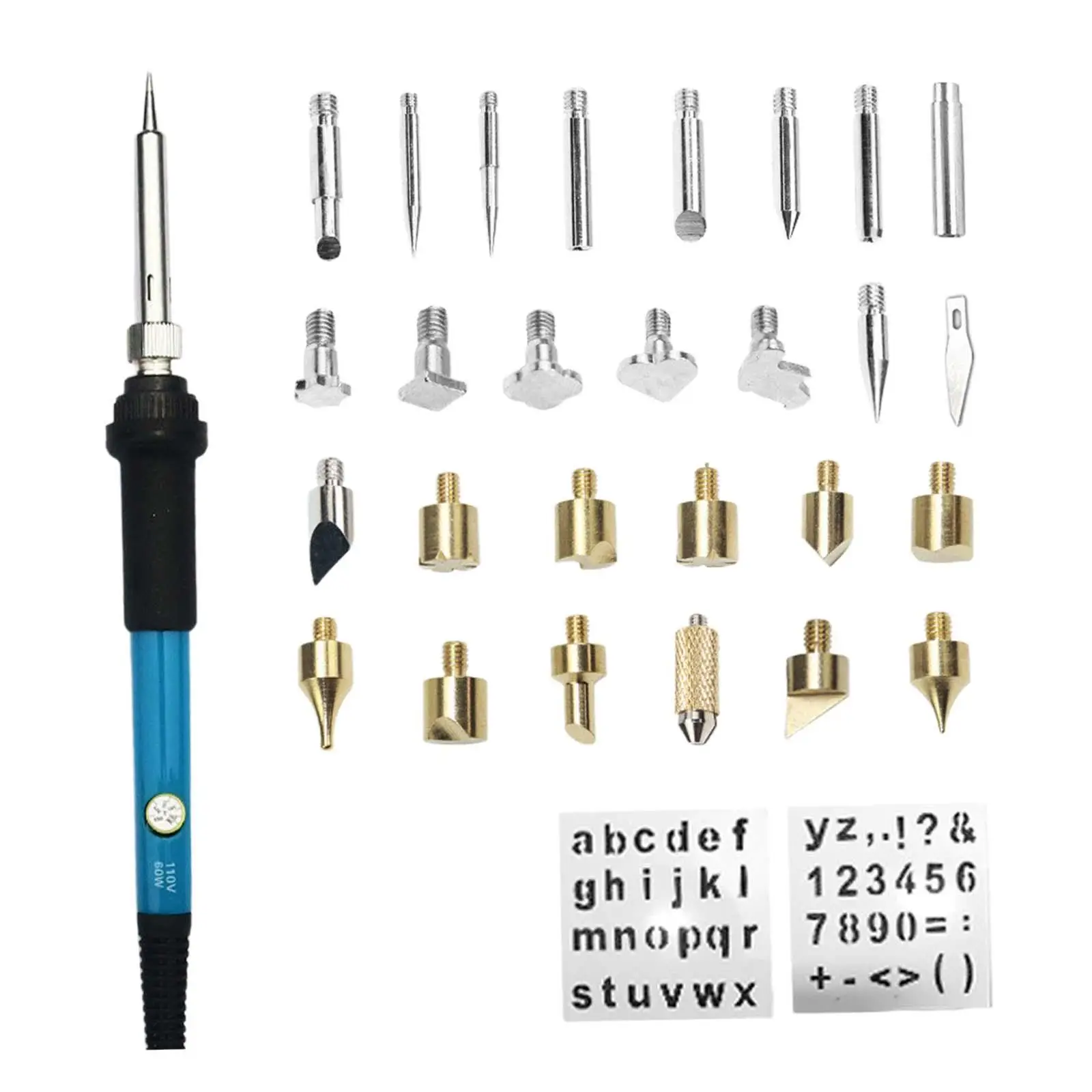 30 Pieces Solder Iron Tool 60W Wood Painting Electric Welding Tool Professional DIY Digital Display Portable Soldering Iron Set