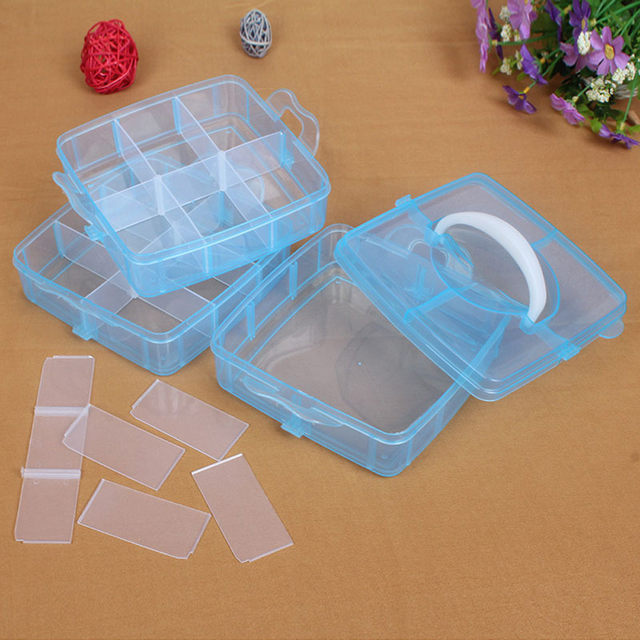 3 Layers 18 Compartments Clear Storage Organizer Container Jewelry Bead Box  Case for Cosmetics