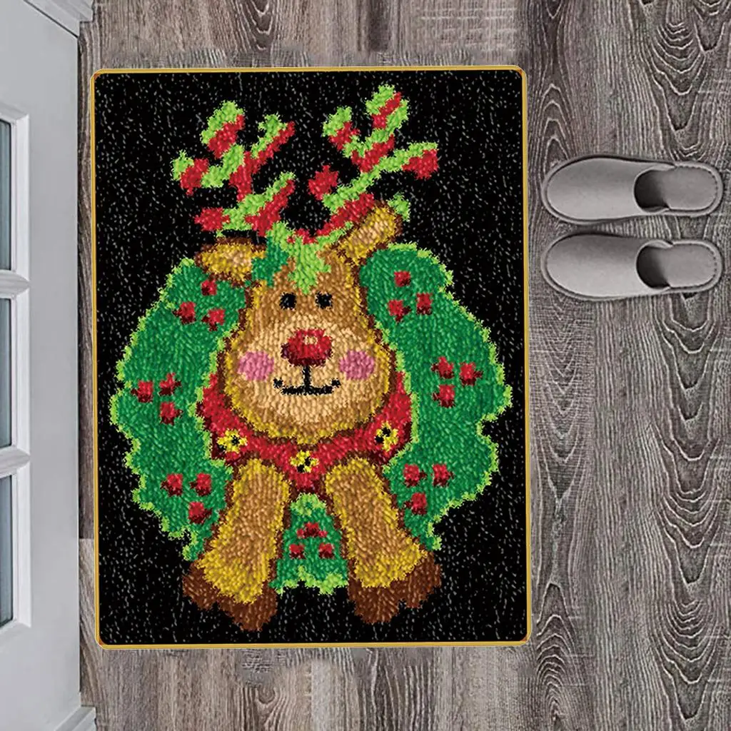 Christmas Carpet Making Embroidery, Handmade Latch Hook Kit, DIY Carpet Crafts, Christmas, 50x38cm (20
