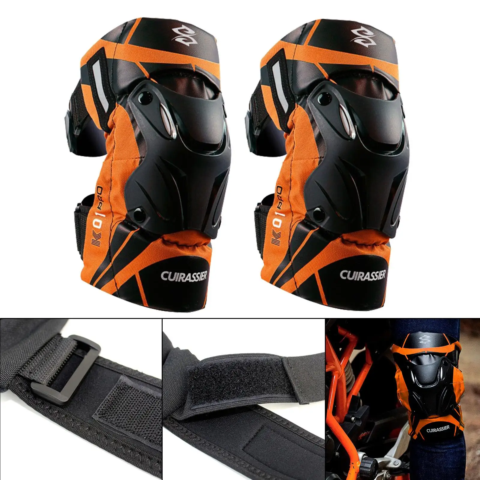 2x Motorcycle Knee Pads Adjustable Guard Fit for Motocross Racing Unisex