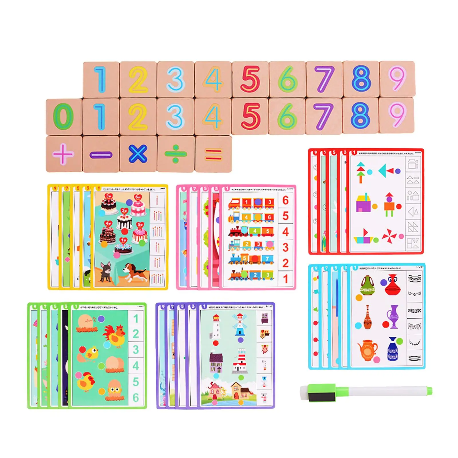 Math Counting Toy Wooden Toys Family Game, Montessori Learning Toys Slide Puzzle Kids Birthday Gifts