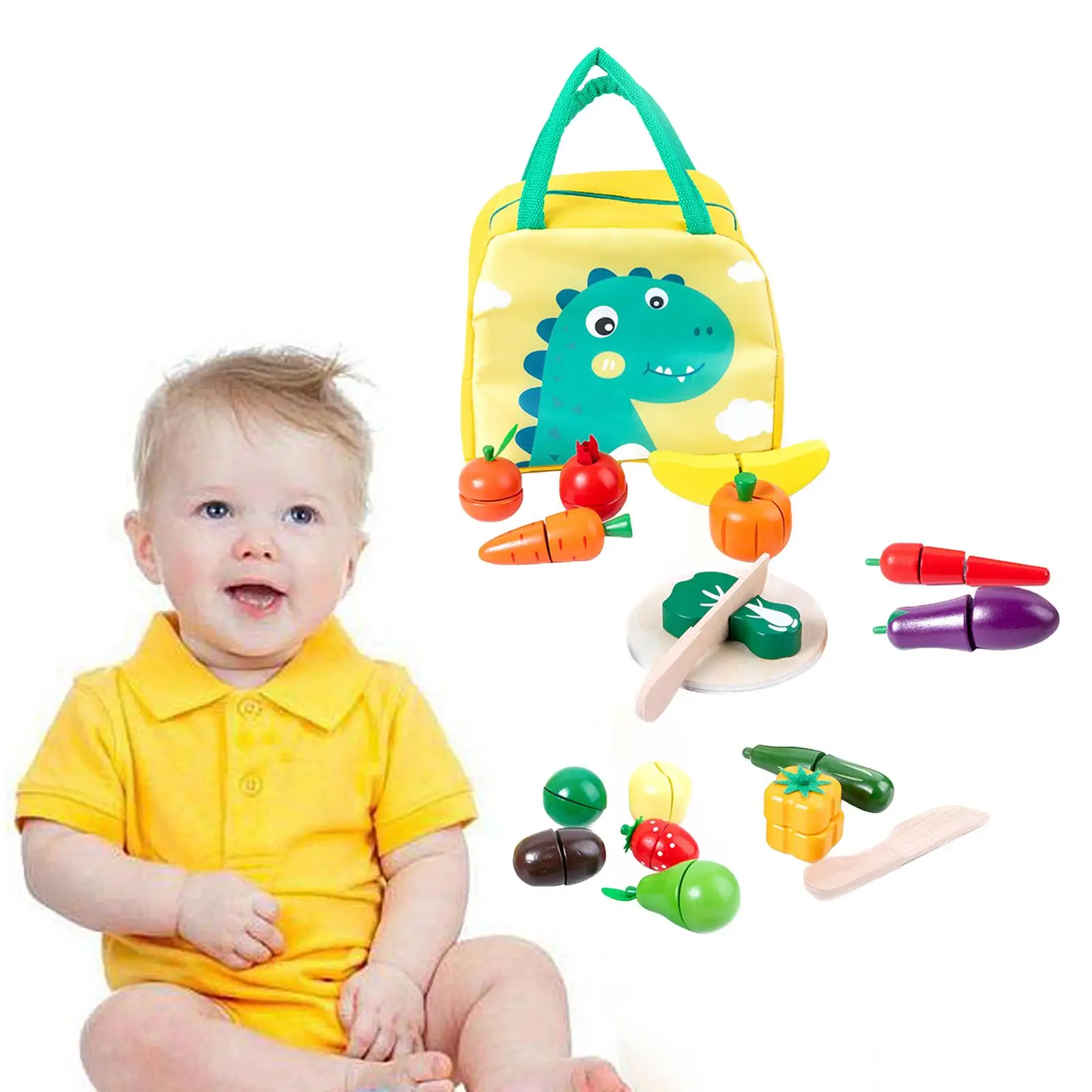 Wood Cutting Fruits Vegetables Early Education Educational for Games Kitchen