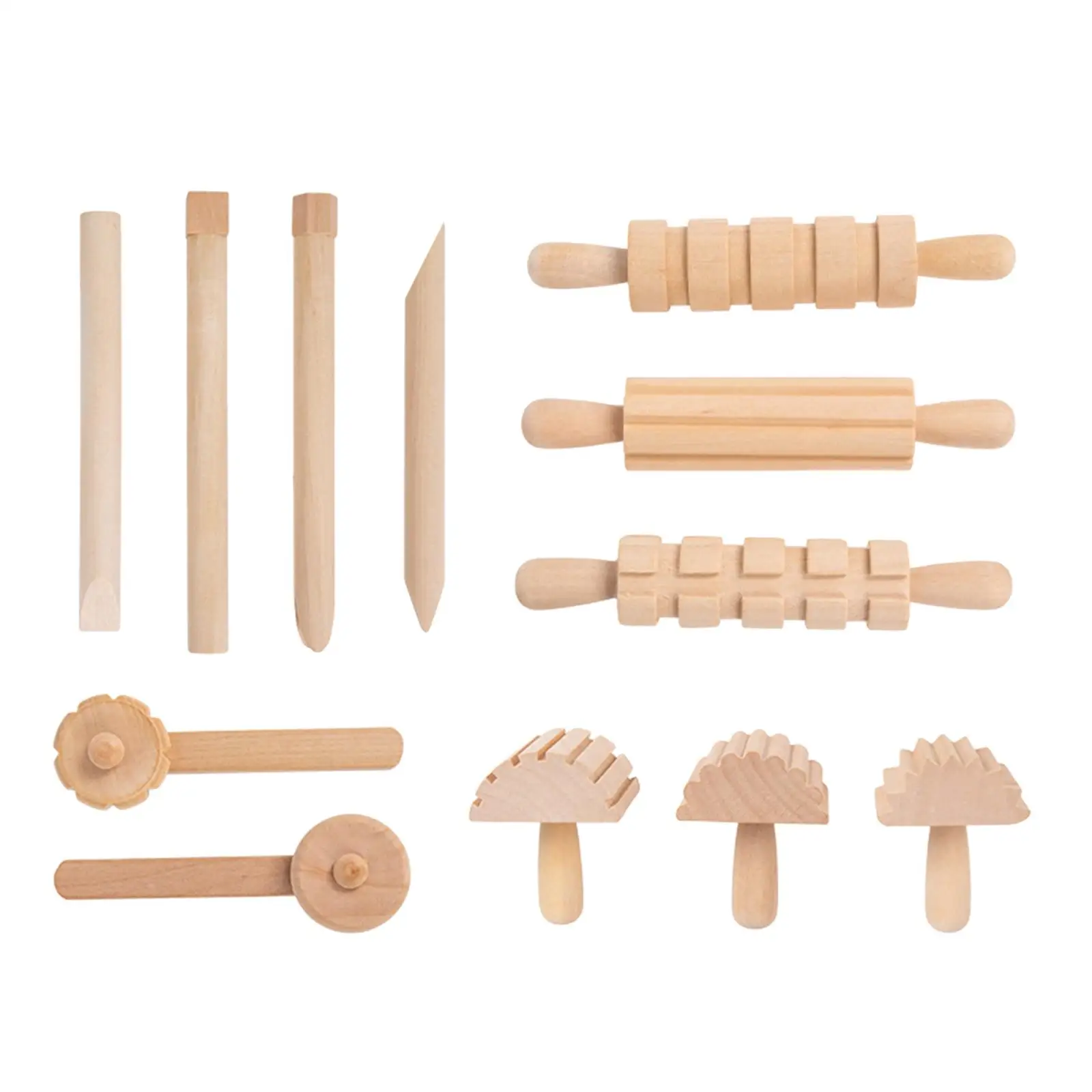 Wooden Tools Set, 12 Pieces Cookie DIY Handmade Baking Accessories  Ages 3 and up Pottery Tools for Birthday Gift Crafts