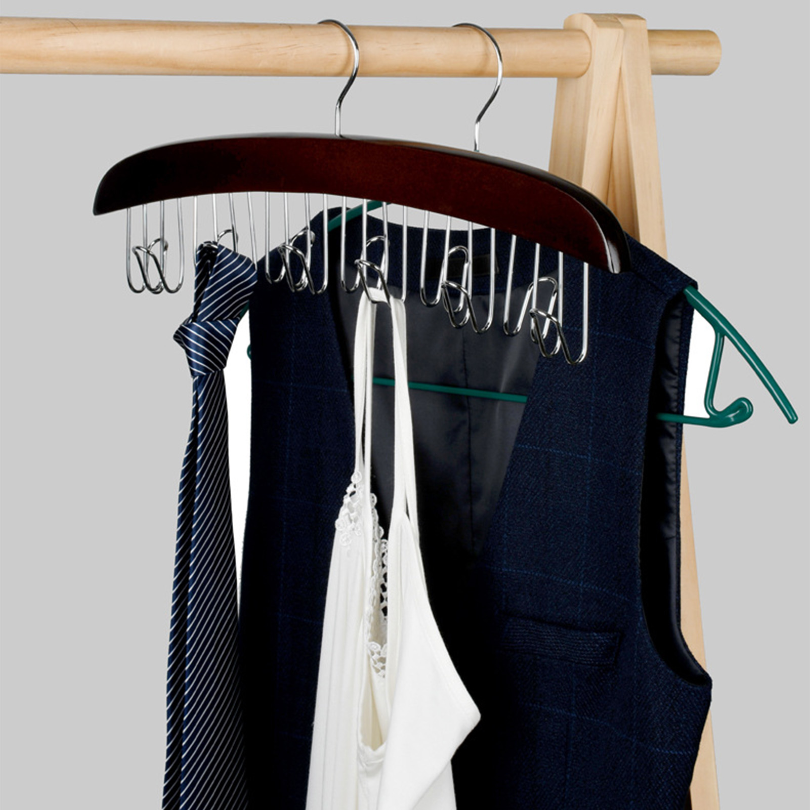 de madeira, Camisola Clothes Hanger, 8 ganchos