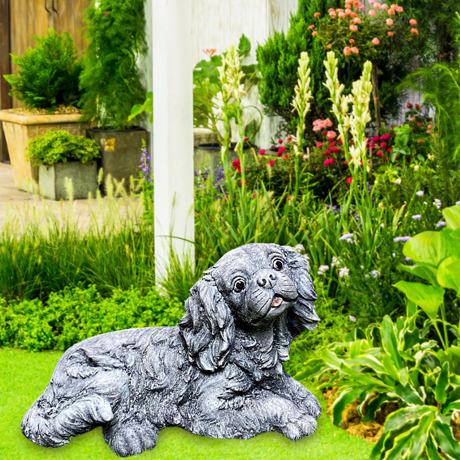 King Charles Spaniel Dog Figurine Garden Statues Sculpture for Outdoor