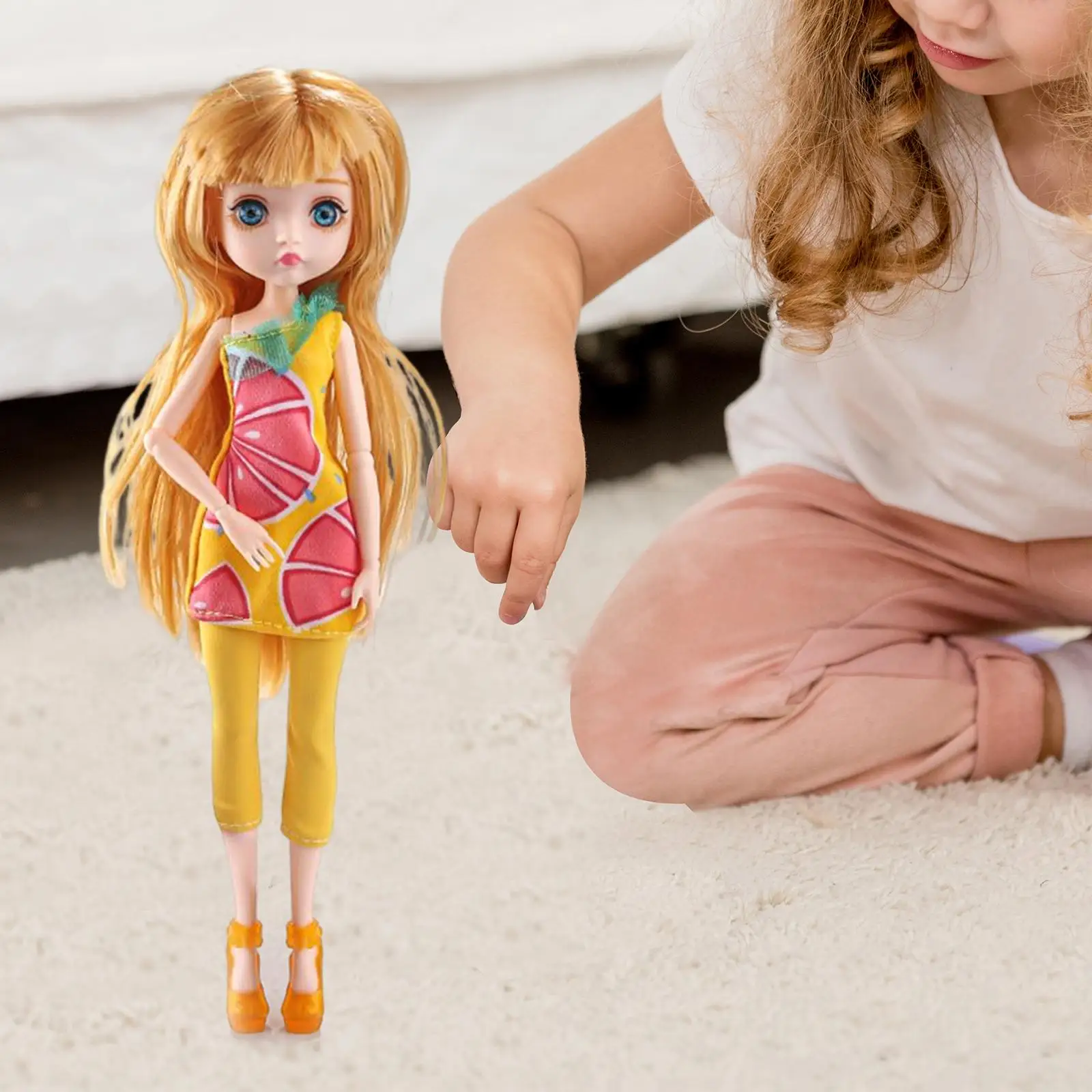 30cm Fashion Doll with Clothes and Shoes Moveable Joints 9 Flexible Joints 3D Eyes Lovely Dress up for 3 4 Girls 6 7 8 Gifts