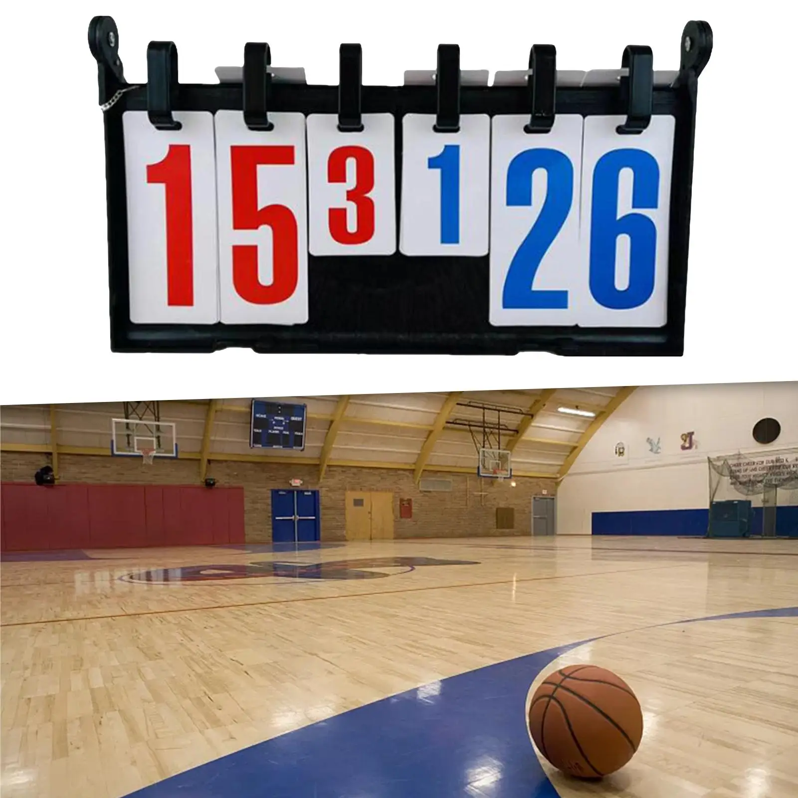 Sport Scoreboard Tabletop or Hanging Compact Score Keeper 6 Digit Score Flip for Pingpong Basketball Volleyball Tennis Baseball