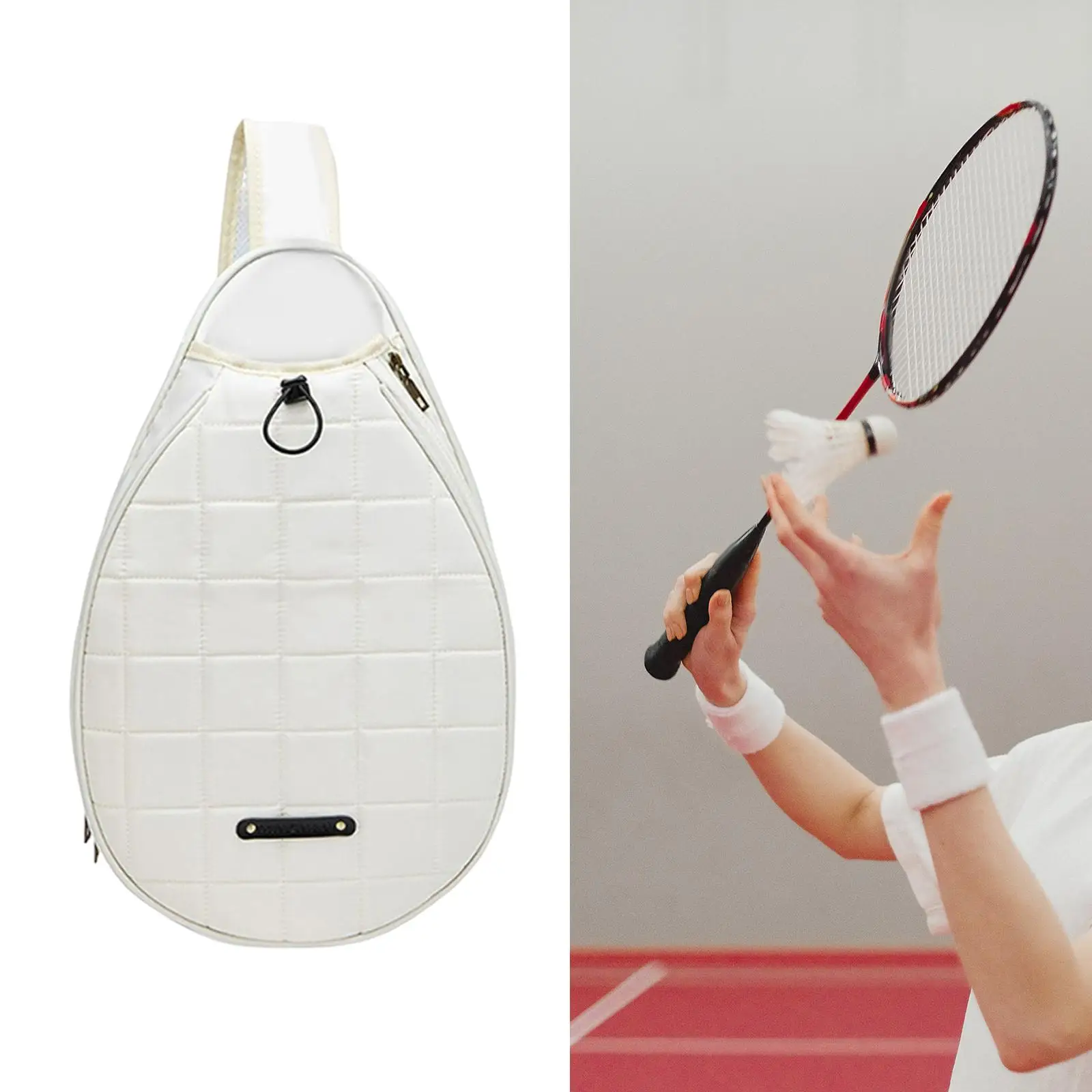 Tennis Racket Shoulder Bag Adjustable Strap Outdoors Sports Accessories Backpack Tote Tennis Sling Bag for Towel Tennis Balls