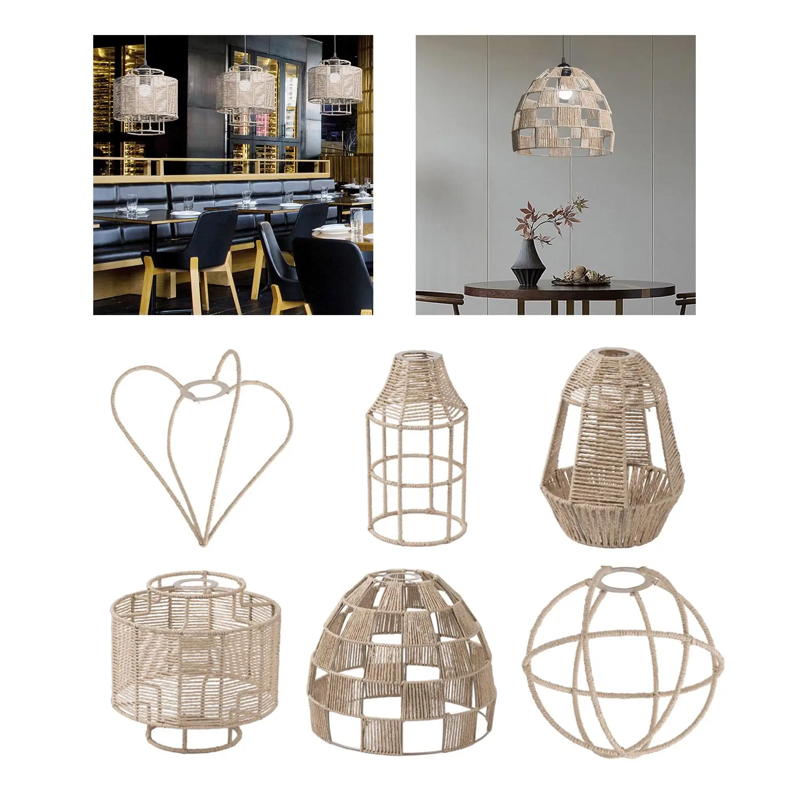 Retro Style Pendant Lamp Shade Handwoven for Room Cafe