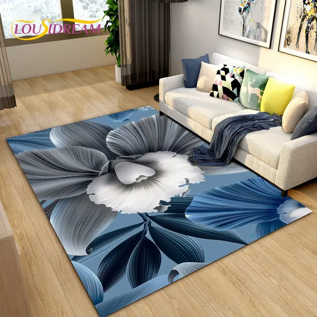 Alfombras de área de mariposa floral para dormitorio, sala de estar,  alfombra antideslizante vintage con margaritas blancas de 4 x 5, alfombra  rústica