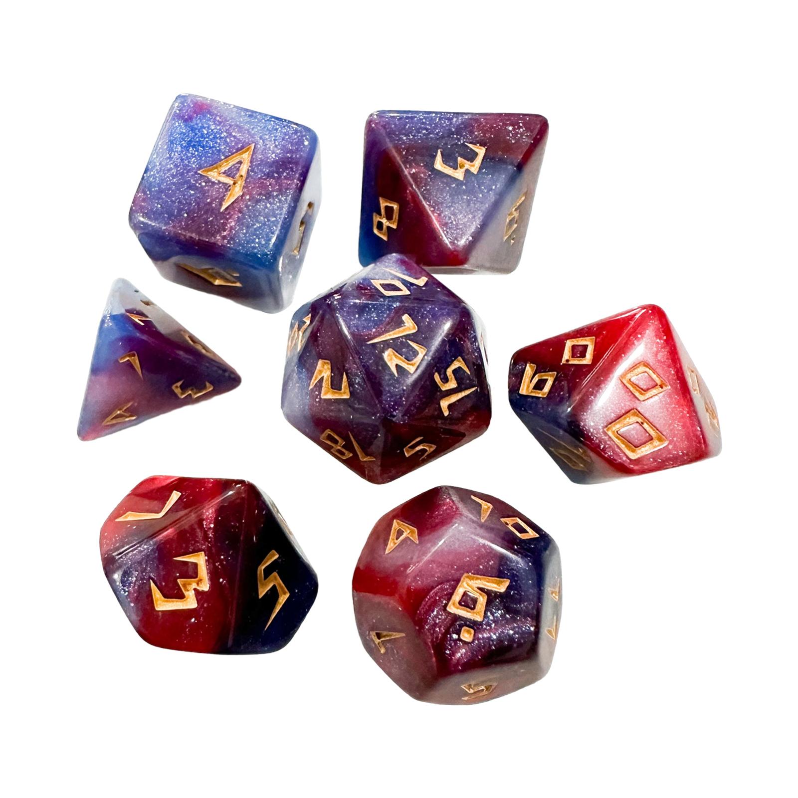 7 Pieces Polyhedral Dice Handmade D4 D6 D8 D10 D12 D20 for Family Gatherings Board Game Entertainment Toy Role Playing Party