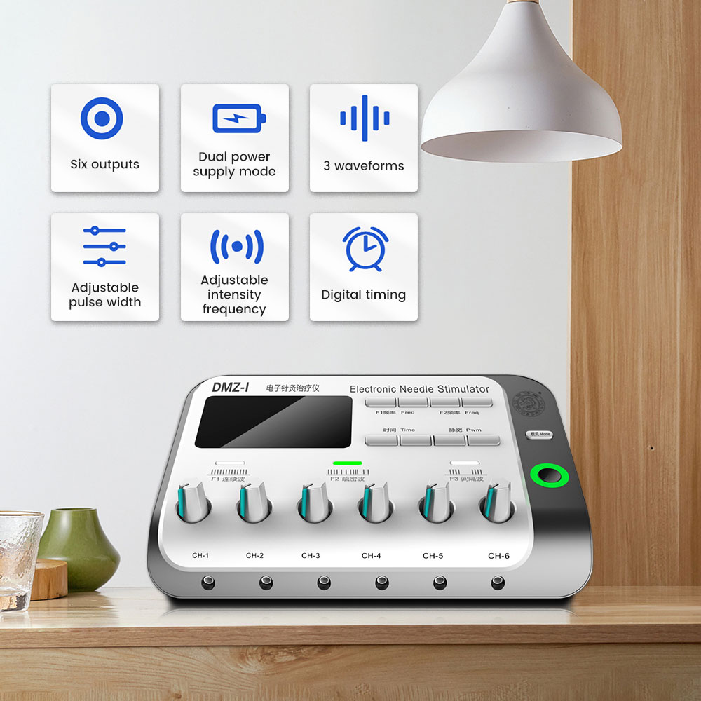 6 Output Electroacupuncture Massager Professional Acupuncture Needle Body Muscle Stimulator Tens Unit Machine Mussle Relax Tool
