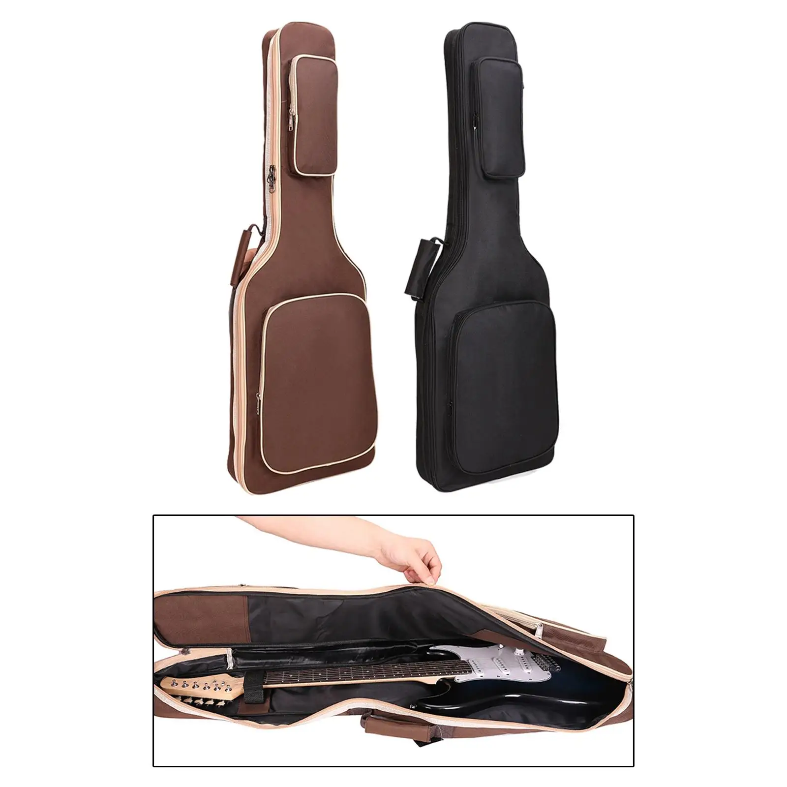Electric Guitar Case Double Straps Pad with s Organizer Bass Bag for Concert 