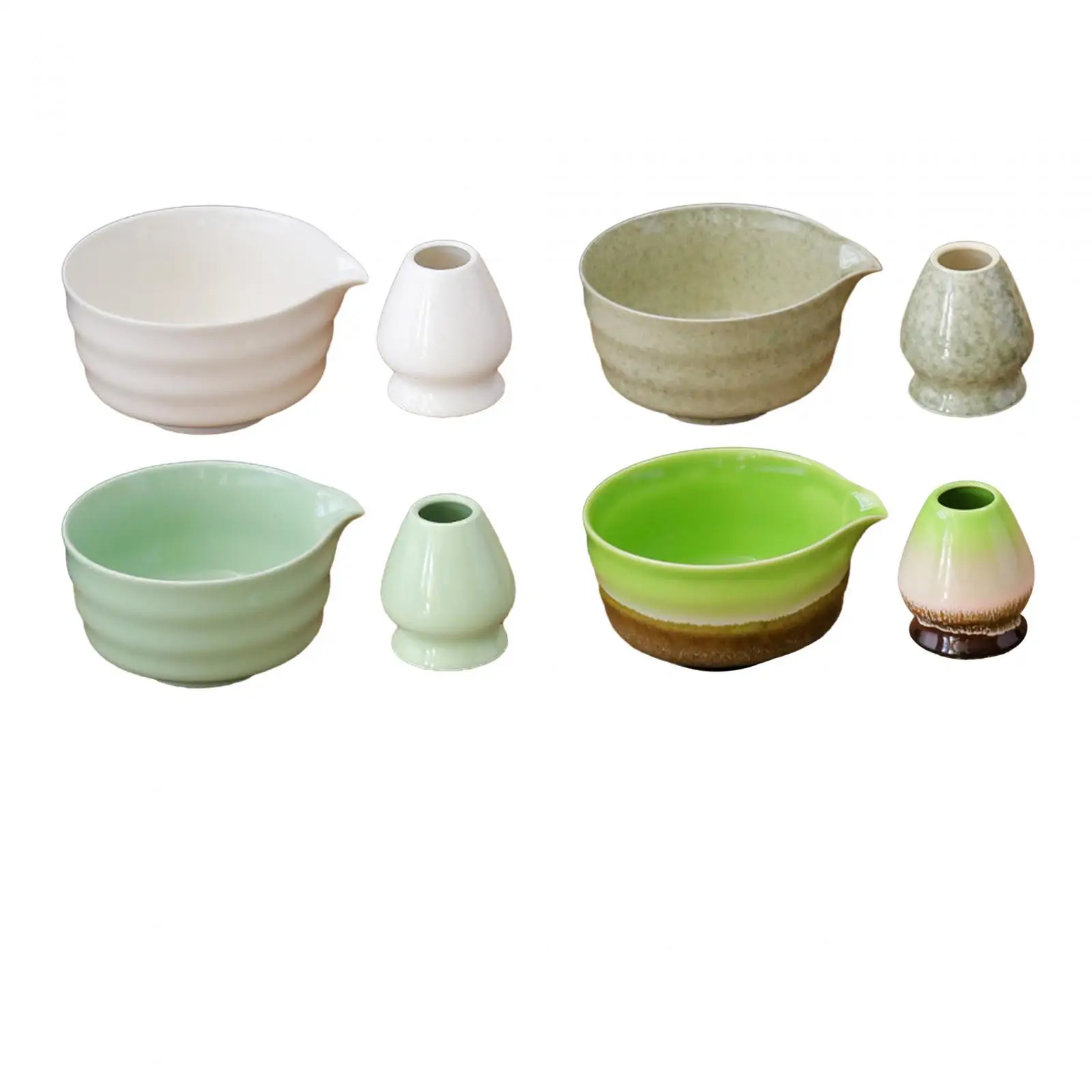 2x Matcha Ceramic Bowl and Whisk Holder Portable Whisk Tea Bowl for Family Beginner Friends Japanese Matcha Preparation Matcha