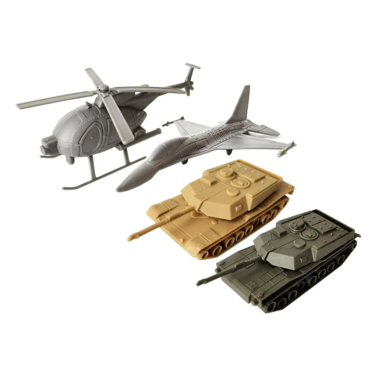 4 Pieces 3D Puzzles Helicopter and Fighter Model Toy Building Kits 4D Modern Tank and Aircraft for Kids Keepsake Tabletop Decor