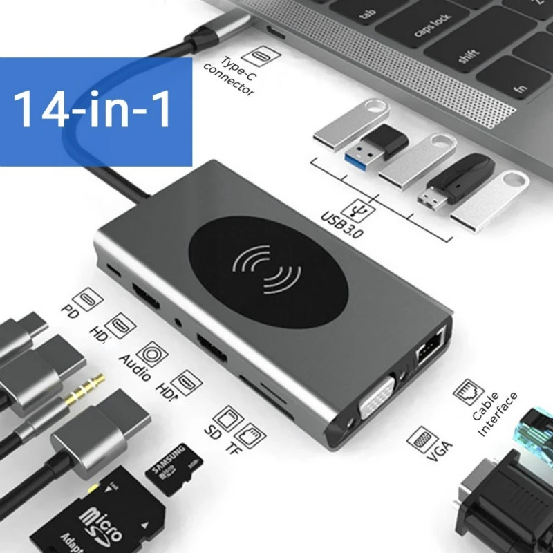 Basixで14 1 USB Cハブドッキングステーションアダプタusb 3.0