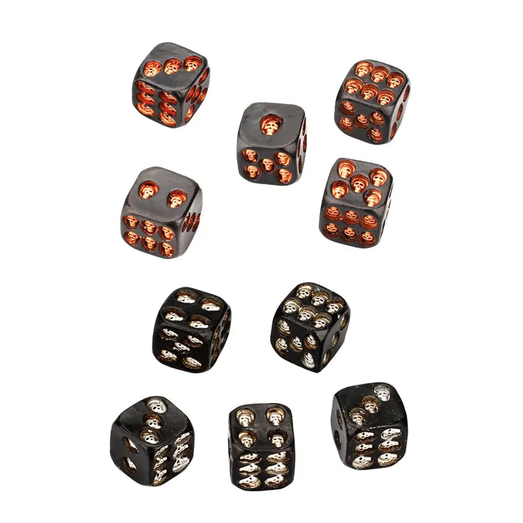 Set of 5 Pcs Resin Creative black color skull  Grinning 3D Skeleton  Scary Novelty Board Game for Club Pub Party