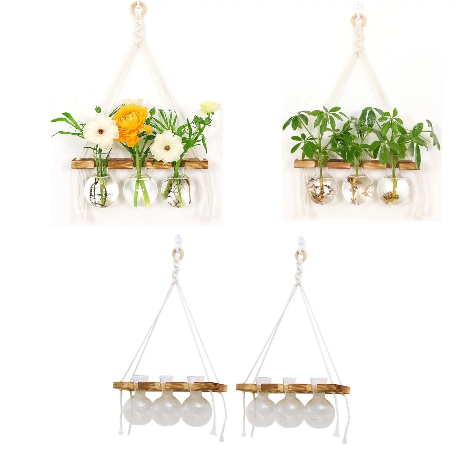 2x Wall Hanging Planter Terrarium for Plants Modern for Home Decor