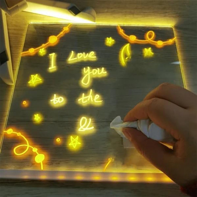 Tablero De Notas LED Con Colores, Tablero Acrílico De Borrado En Seco Con Luz Tablero Acrilico Brillante Para Marcar Mensajes Tablero Iluminado De Borrado En Seco Con Soporte Como Tablero De Notas L