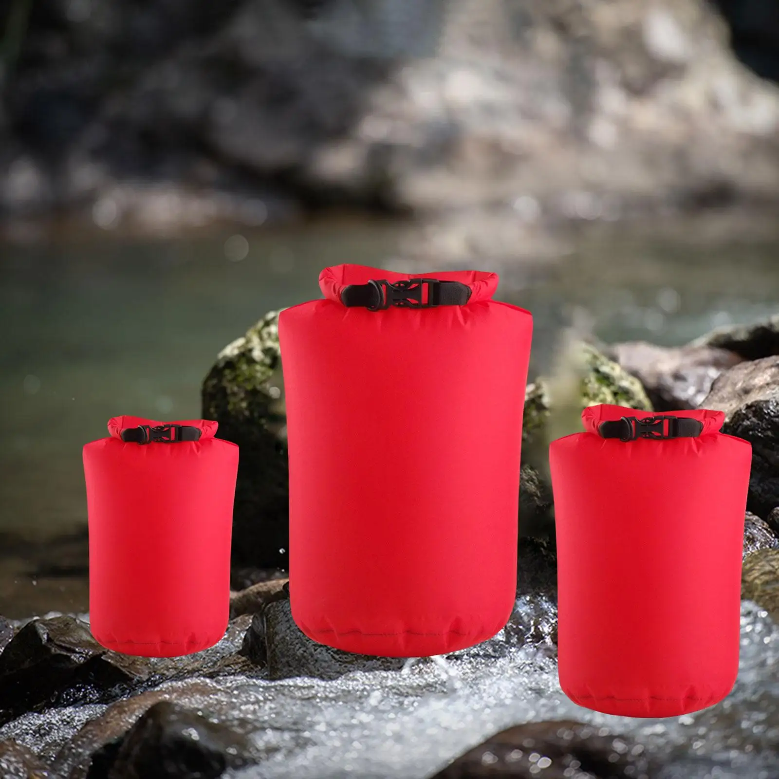 3Pcs Waterproof Dry Bags 8L 40L 70L Roll up Top Storage Dry Sack Bags Float Pouch for Drifting Swimming Hiking Fishing Canoeing