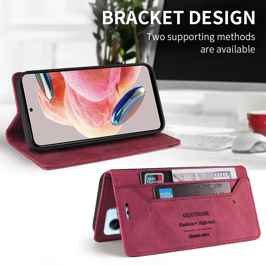 Brieftasche Anti Diebstahl Pinsel Magnetische Flip Karte Stand Leder Fall Für Xiaomi Redmi 14C 13C 12C 10C Hinweis 14 Pro + 13 12 12S 11S 11 Pro – Detail 3