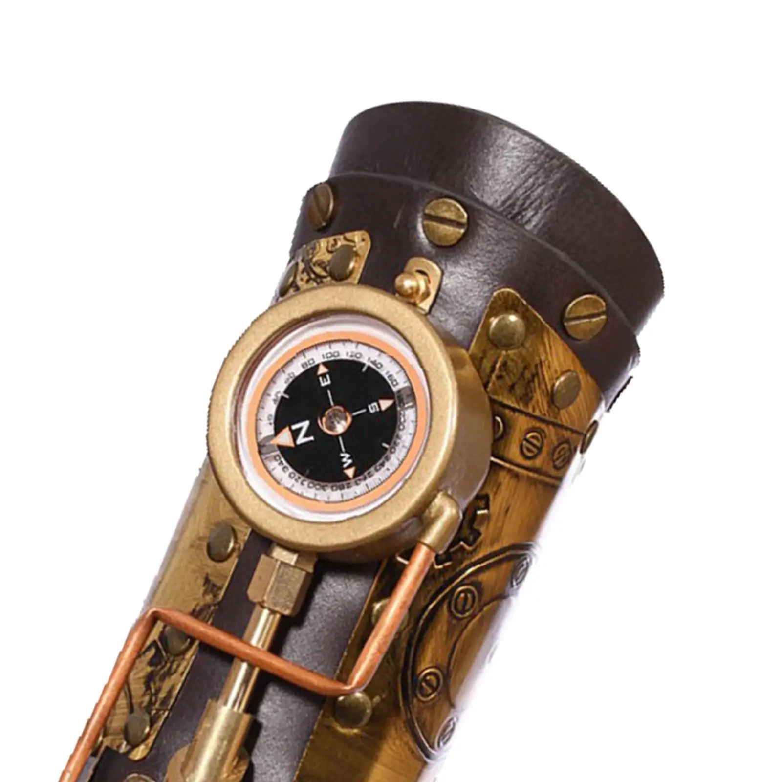 Steampunk Arm Sleeve Wrist Guard with Compass Decorative Arm Bracer Cuff for Cosplay Carnival Theme Party Performance Wedding