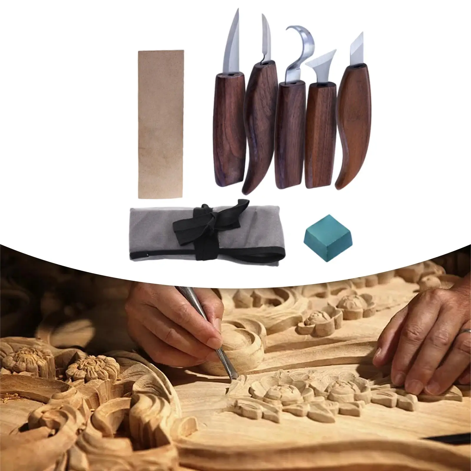 8Pcs Wood Carving Kits Wear Resistant Flat Handle Durable Beginners Whittling Kits for Paper Carving Handmade Wood Carving