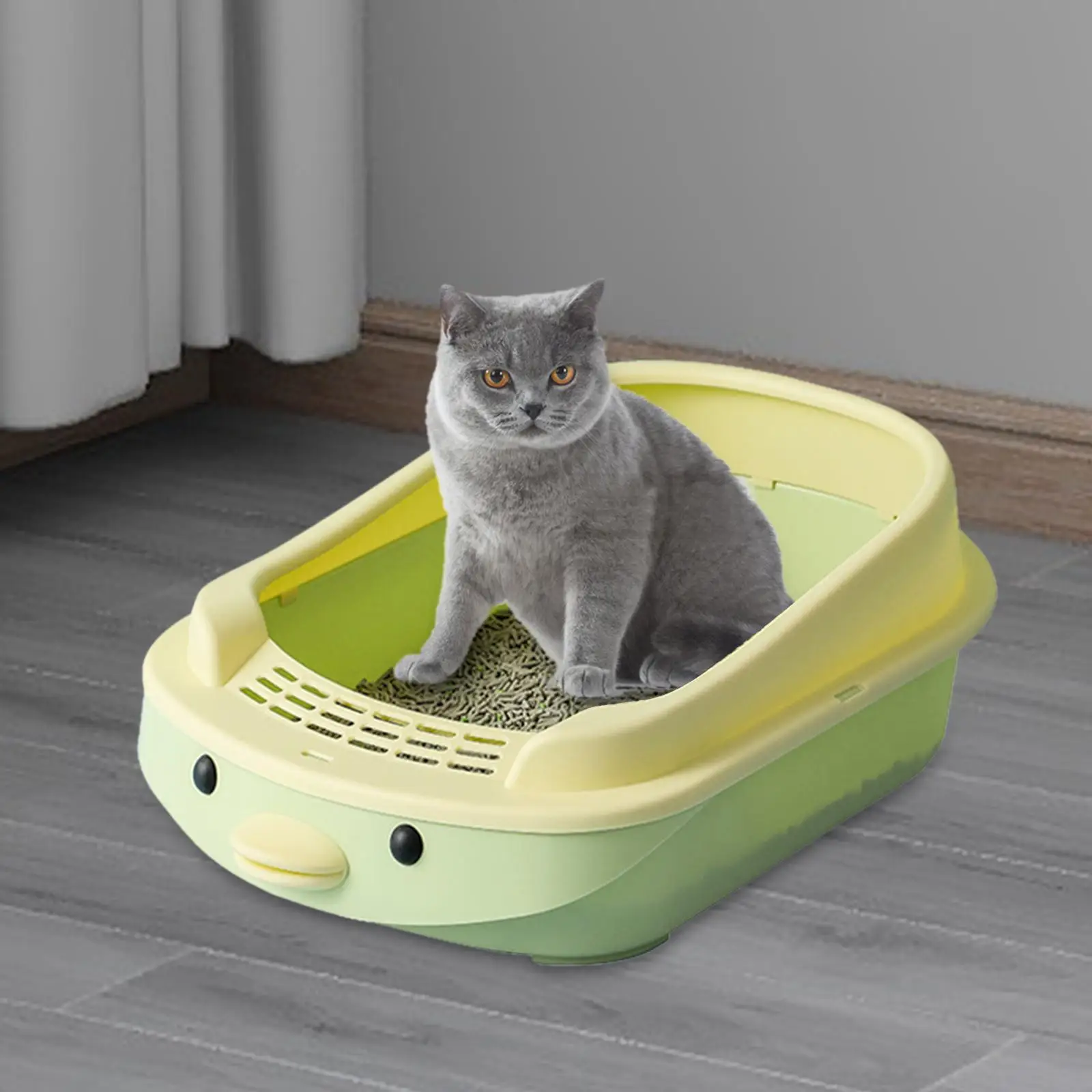 Semi Enclosed Litter Pan Sturdy Cat Bedpan Cats Litter Pan Kitten Potty Toilet for Kittens to Senior Cats Dogs Small Pets Kitty