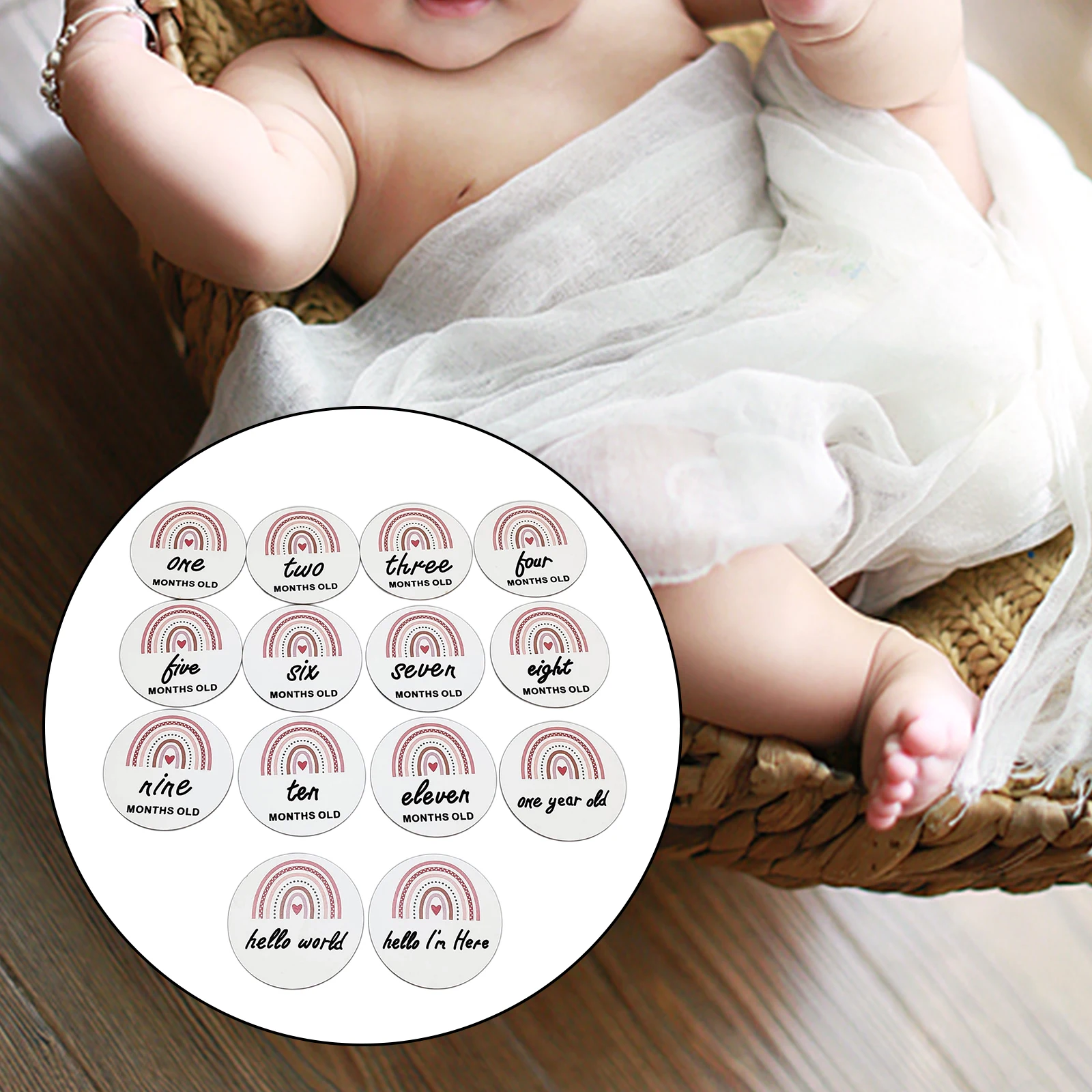 14x Newborn Monthly Growth Recording Cards Photography Prop Commemorative