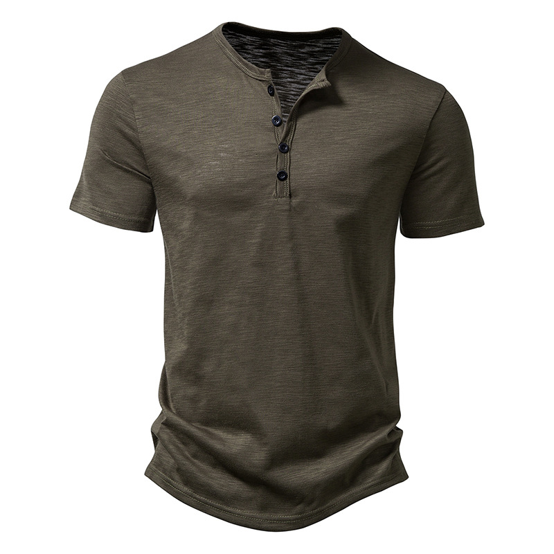 New Korean Henry Collar Summer Men's Solid Color Short Sleeve T-shirt for Men Casual Polo Shirts Men's Sports Tops