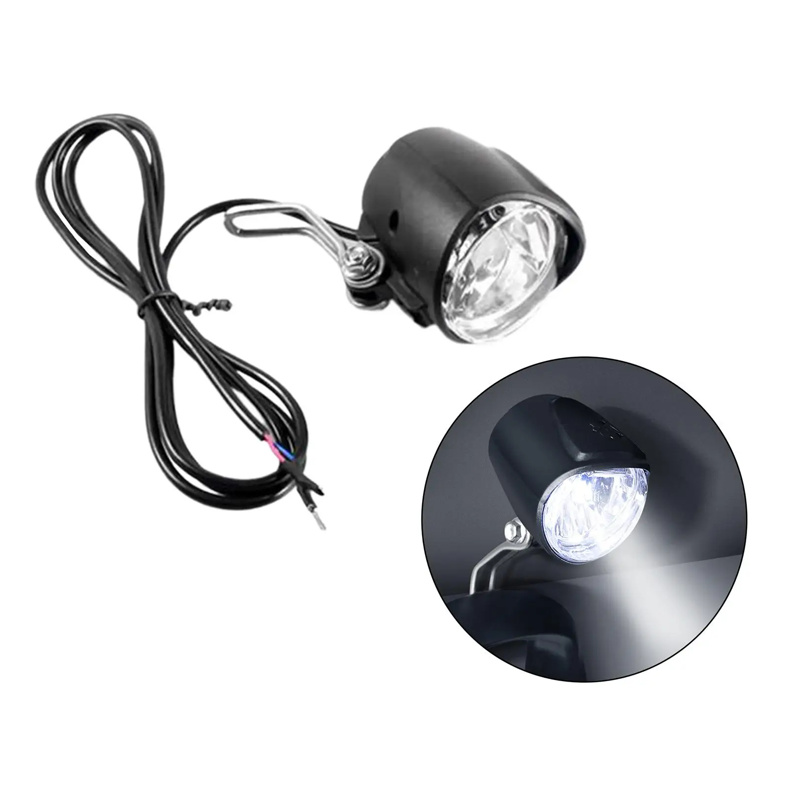 Electric Bicycle E-Bike Headlight 12V-80V LED Front Light with Horn 2 in 1