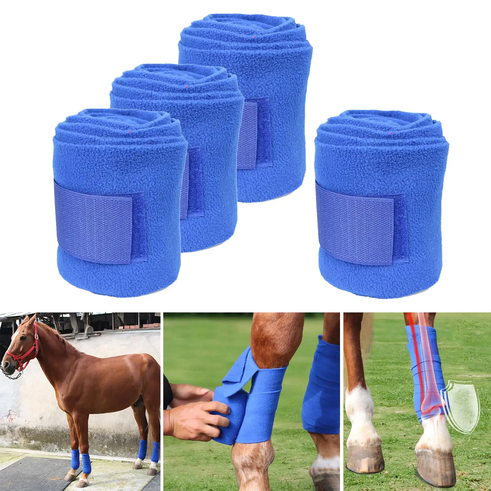 4 Pieces Horse Leg Wraps Bandage Set Riding Racing Equestrian Equipment