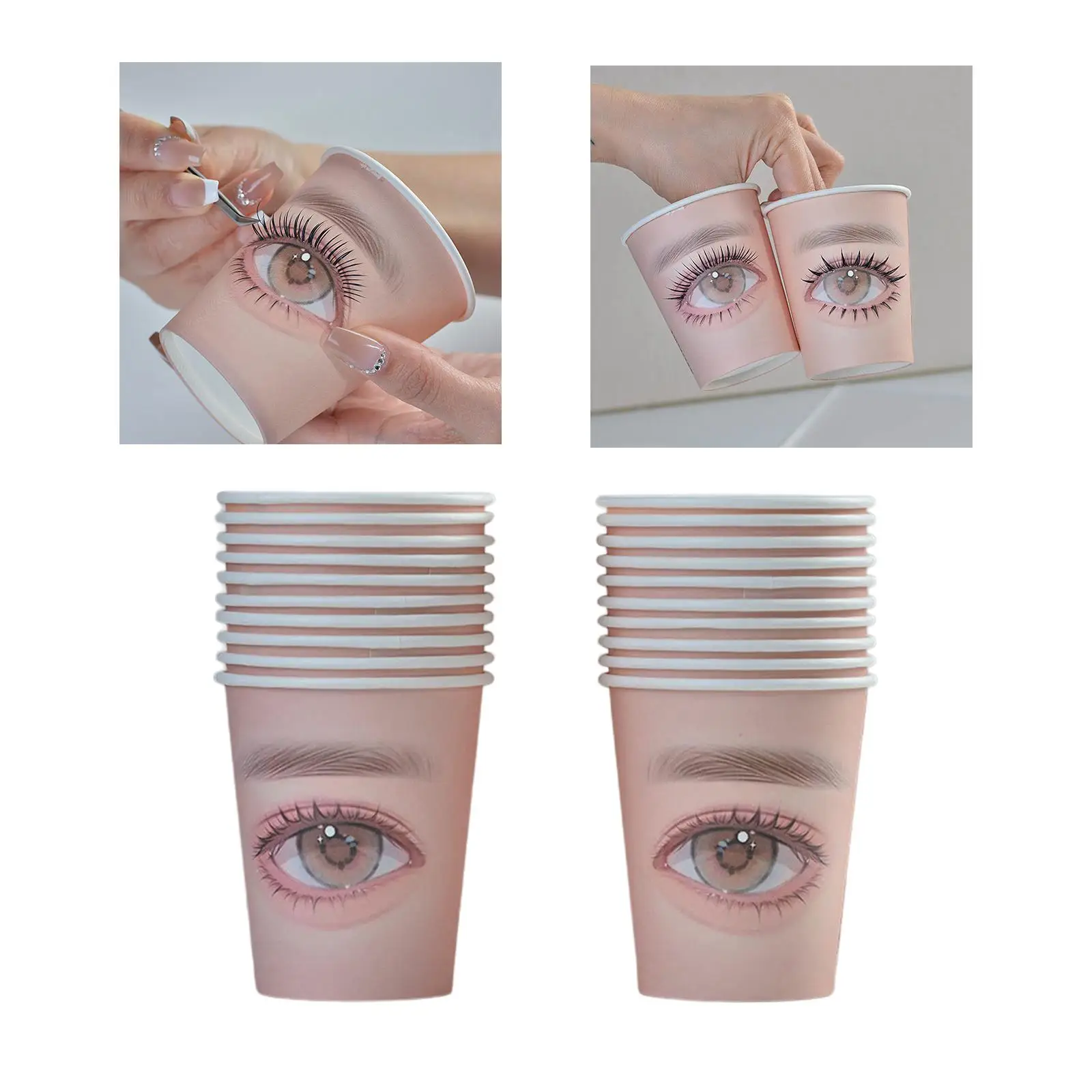 20 Pieces Eyelash Practice Paper Cup Lash Extension Supplies Mannequin Exercises Professional Makeup for Starters Auxiliary Tool