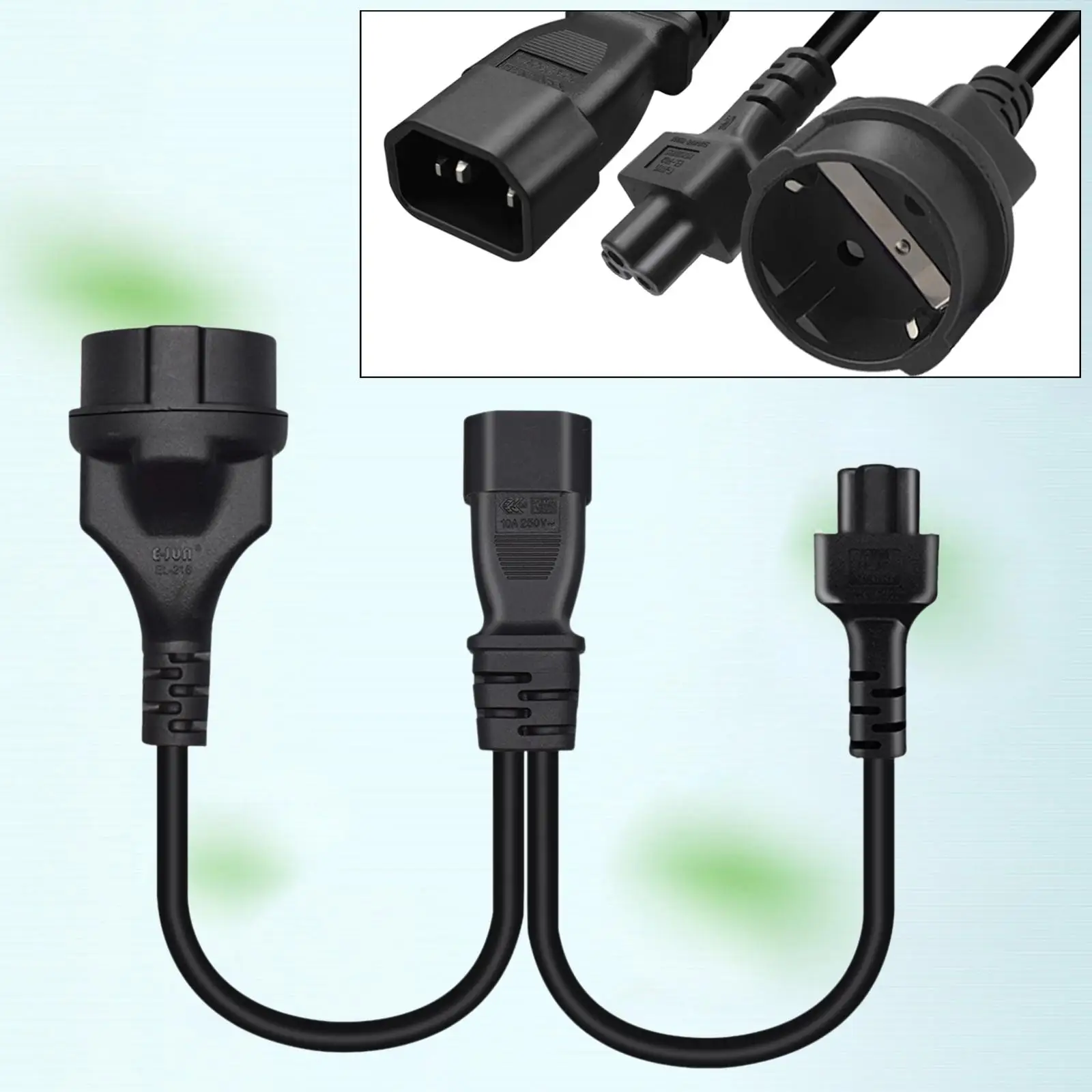 C14 to  DE4.8mm Power Cable IEC320 C14 Male to  DE Female Extension Cord for Notebook