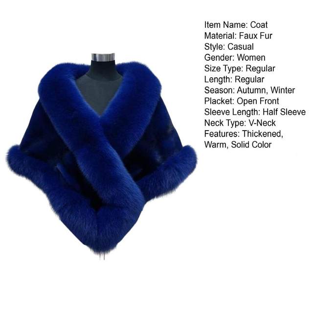 Women's Faux Fur Cape Coat - Open Front, Cropped, Furry Jacket For Evening Wear & Special Occasions