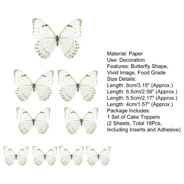 Compra online de 18Pcs/Set Toppers Bolo de borboleta realista