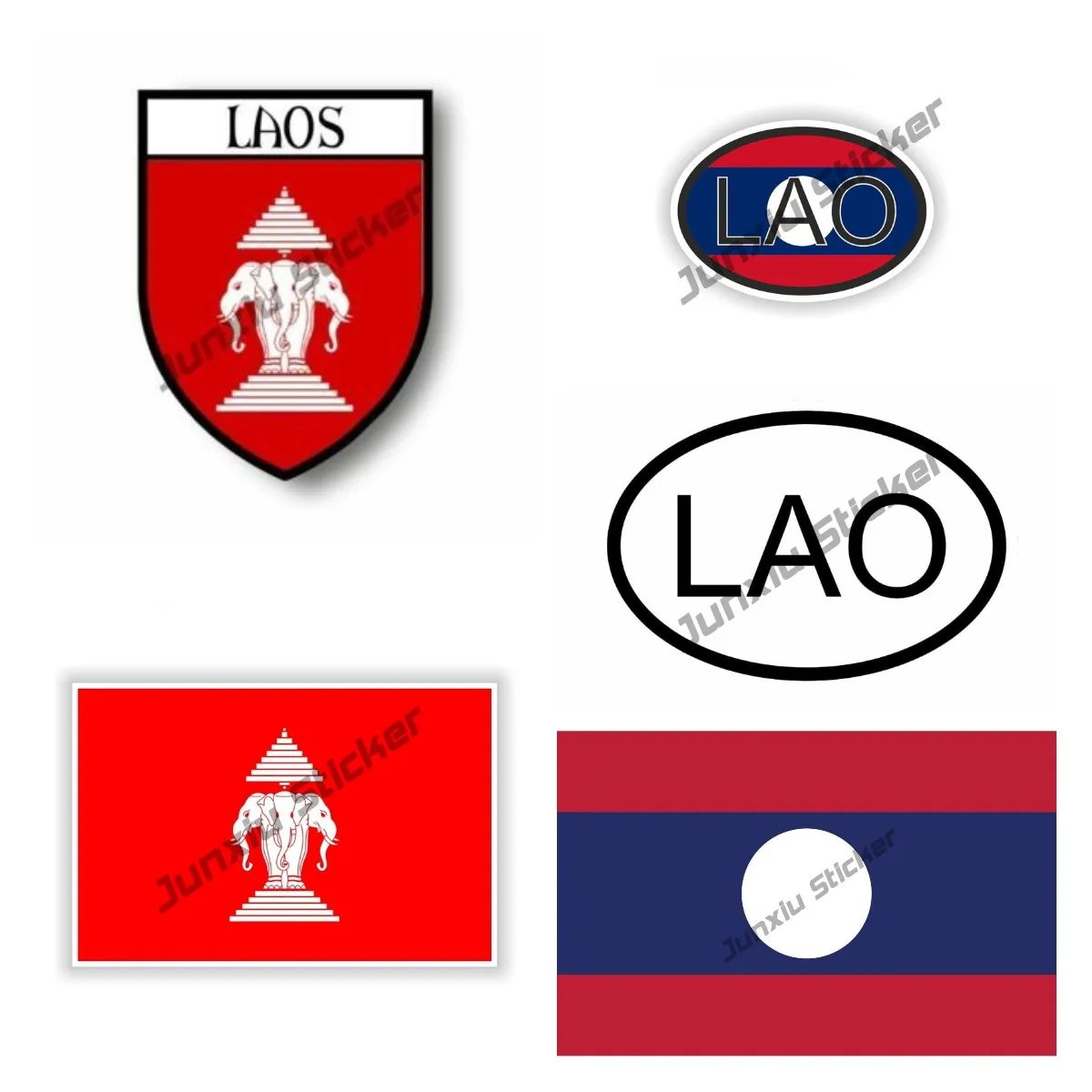 Sticker oval flag vinyl country code LAO laos 