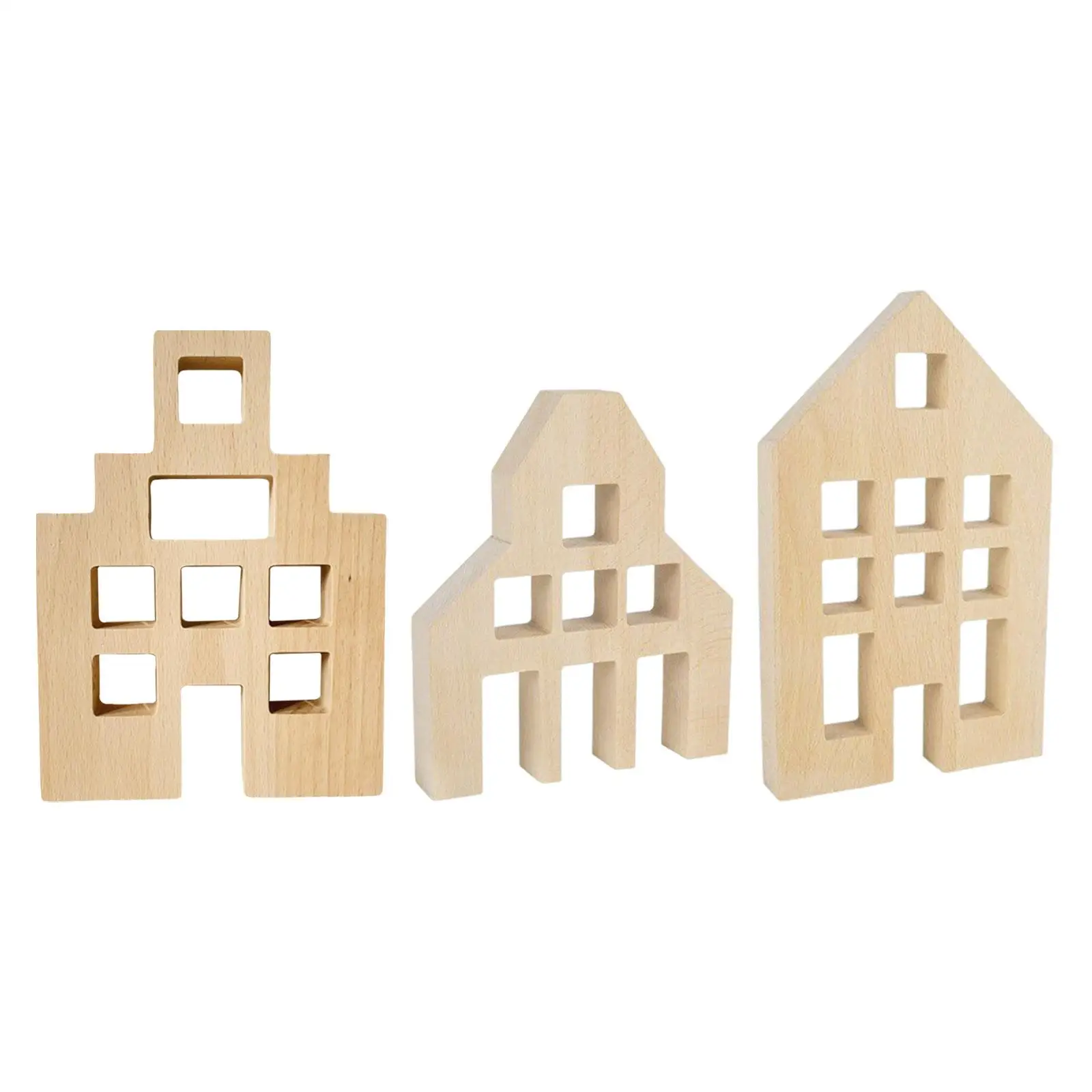 3x Wood House Wood Stem Crafts for Party Favors Ages 4 to 8 Indoor Outdoor