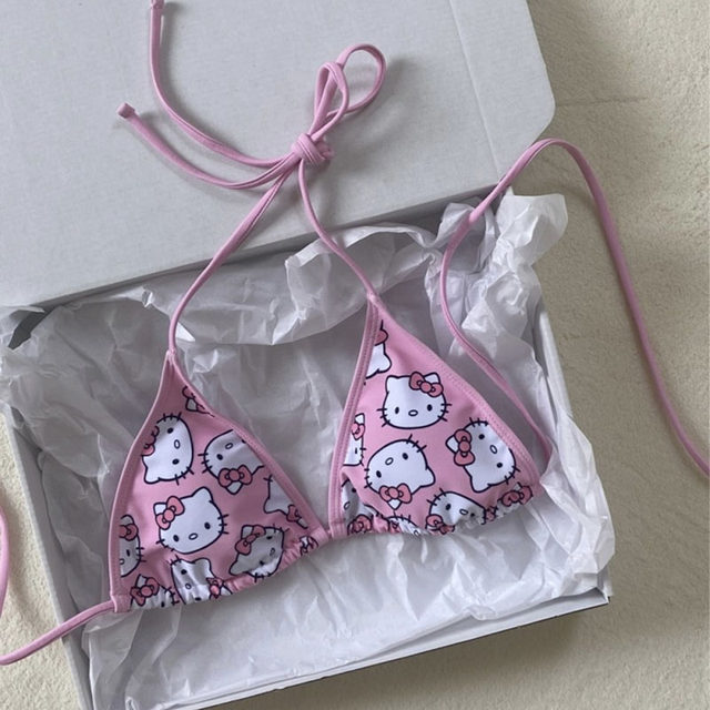 Sexy Bikinis Hello Kitty Sanrio Printing Anime Yk2 Beach Wear Surf