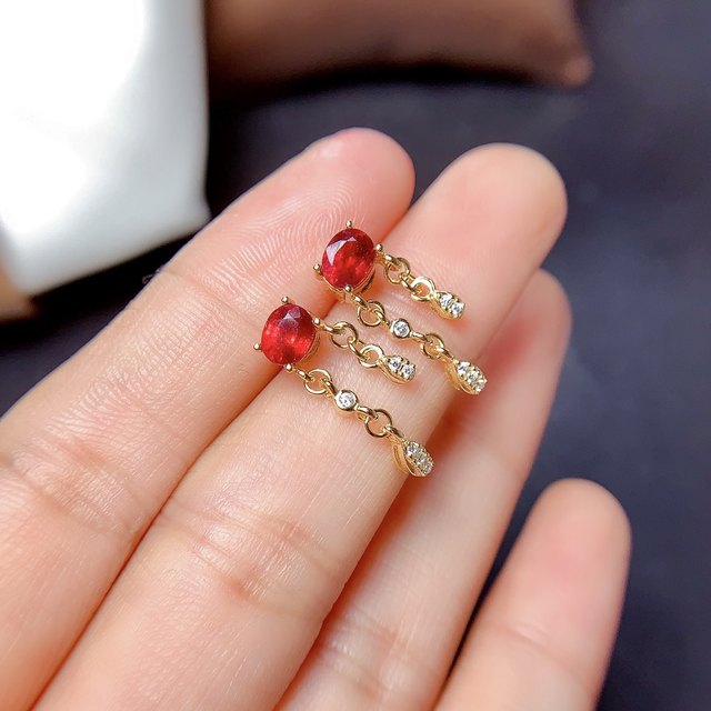 Brand New Natural Ruby Stud Earrings Women's Party Jewelry 100% 925 Silver  Luxury Free Shipping Jewelry Natural Genuine Ruby