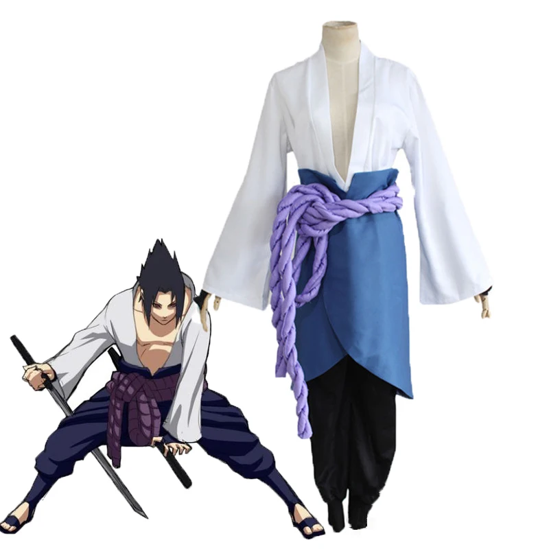 Anime cosplay uchiha sasuke terceira geração traje