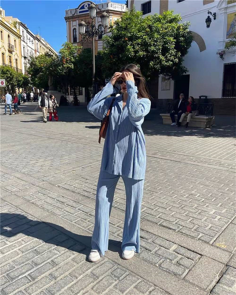 verão manga longa botão camisa calças casuais roupas de treino feminino