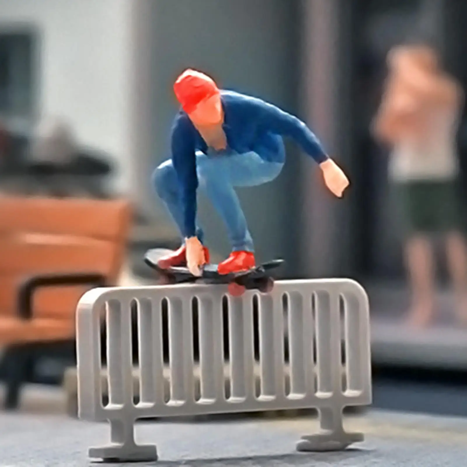Miniature Figure Skateboard Boy Mini Painted Scene Layout Diorama Model Dollhouse Decor for Park Collections Railway Model Train
