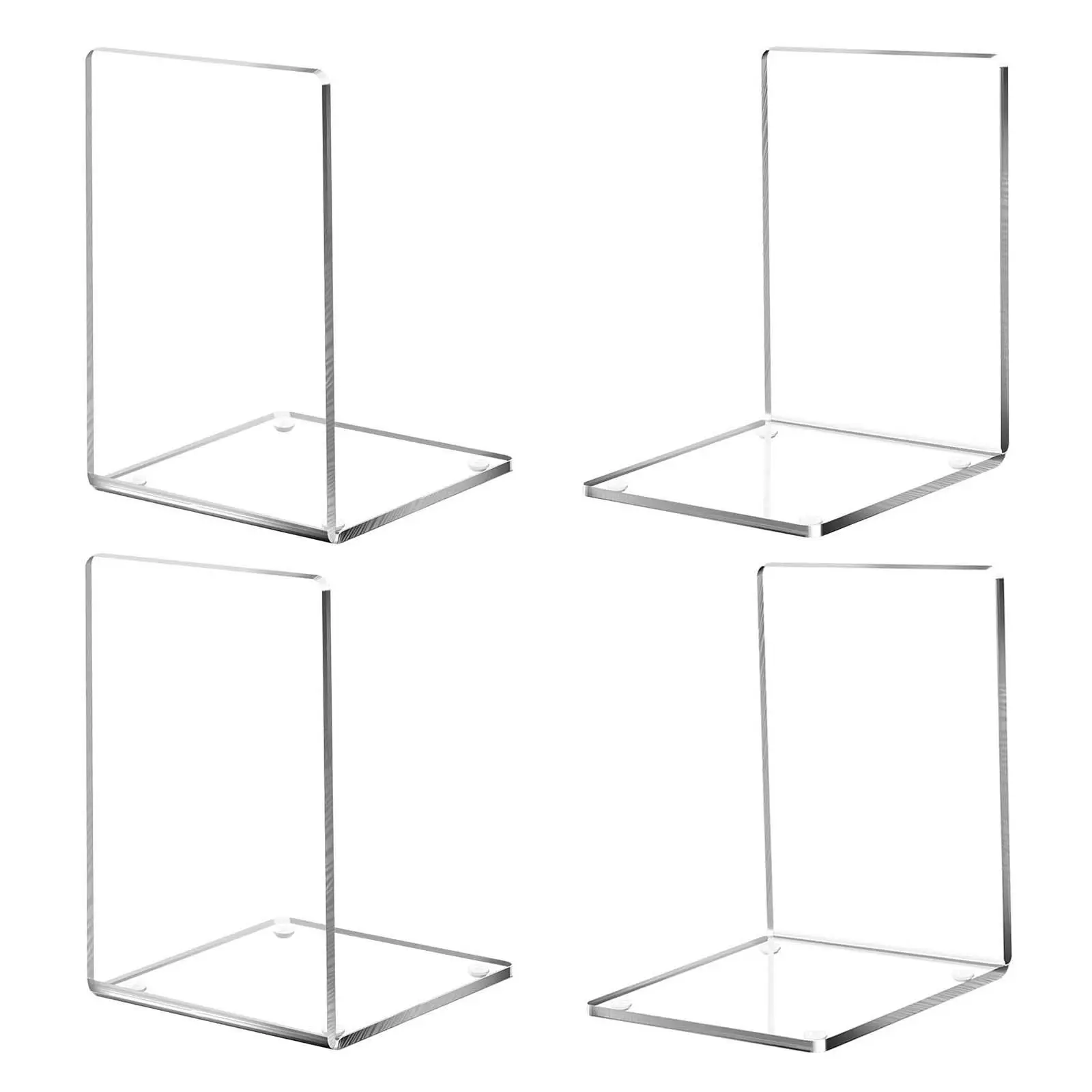 4x Book Holder Book Support Binder Desk Bookshelf Acrylic Bookends Clear for Kid Bedroom Christmas Video Games Hold Heavy Books