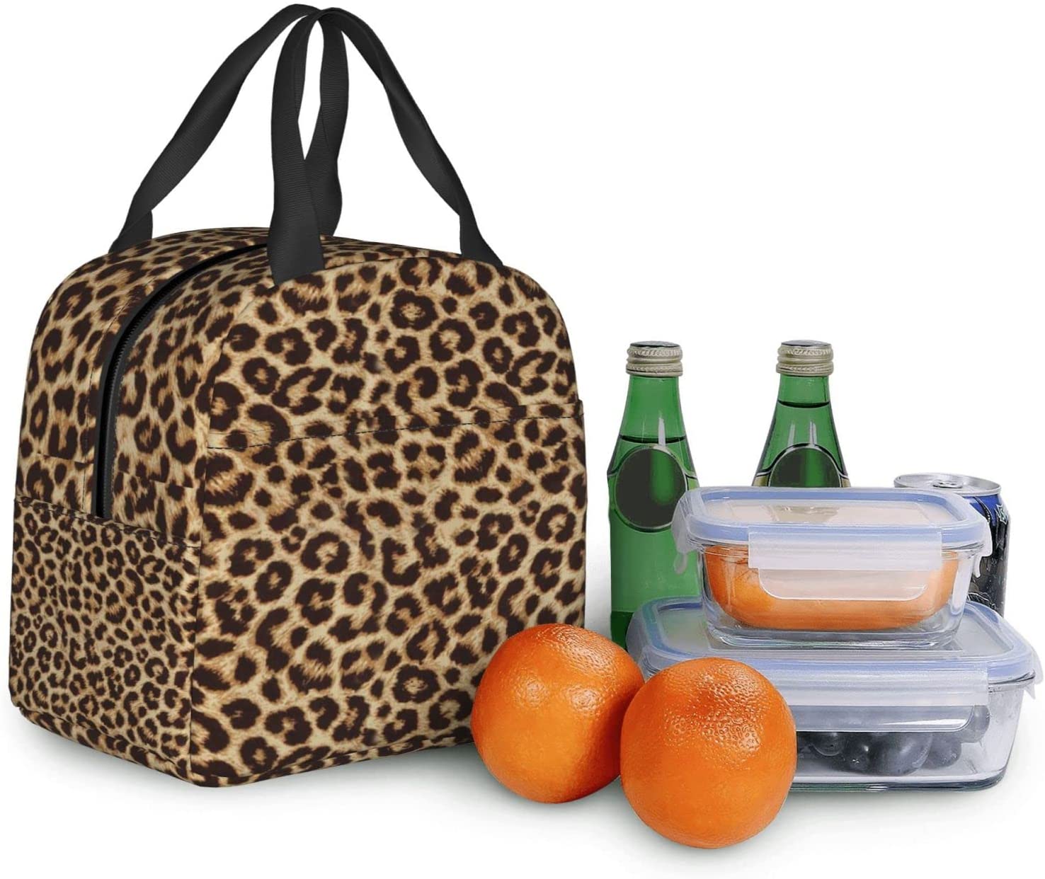 impressão de leopardo saco de almoço isolado reutilizável lancheira térmica tote saco recipiente cooler saco para mulher homem viagem piquenique praia