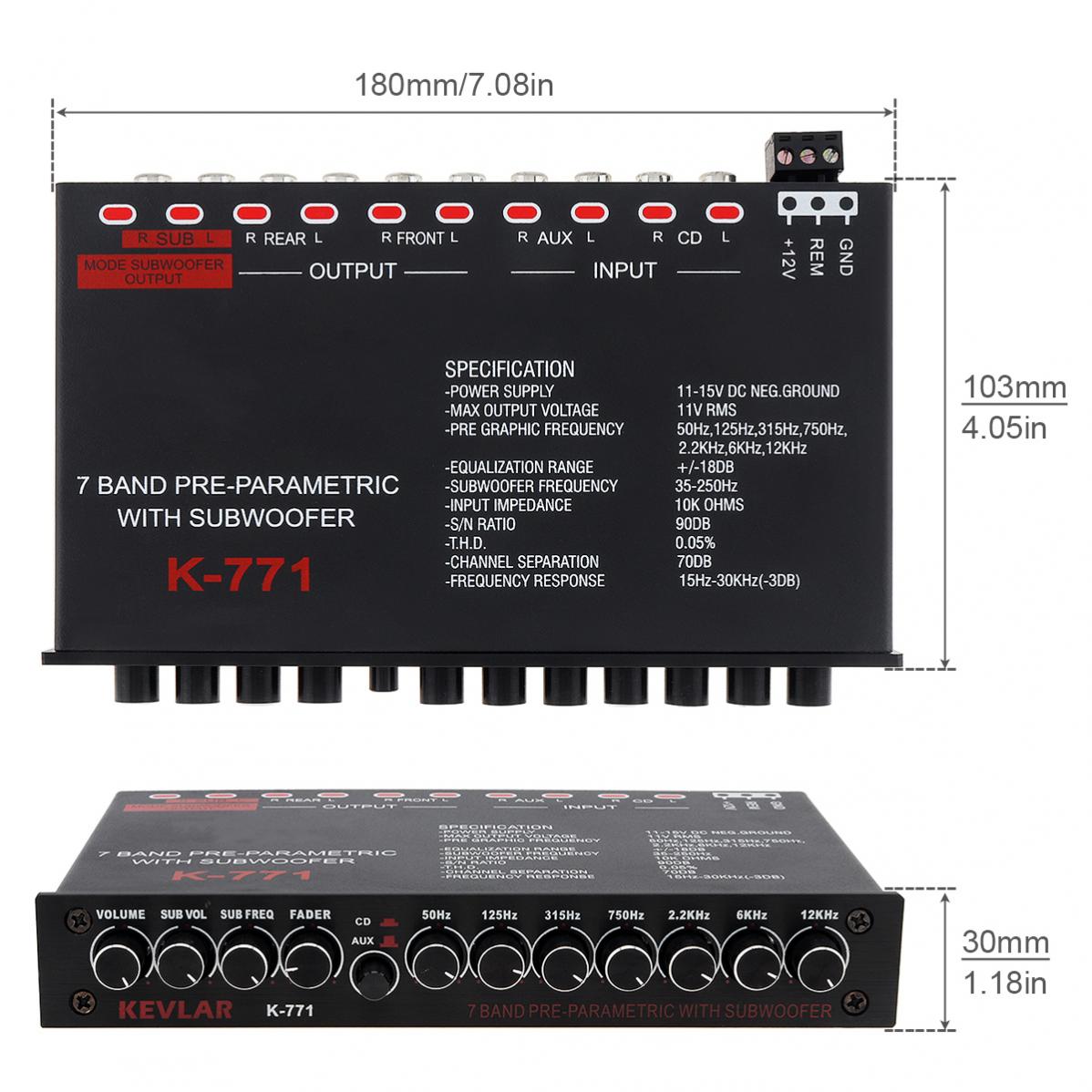 Title 2, 7band Car Audio Equalizer EQ Frequency Adjustab...