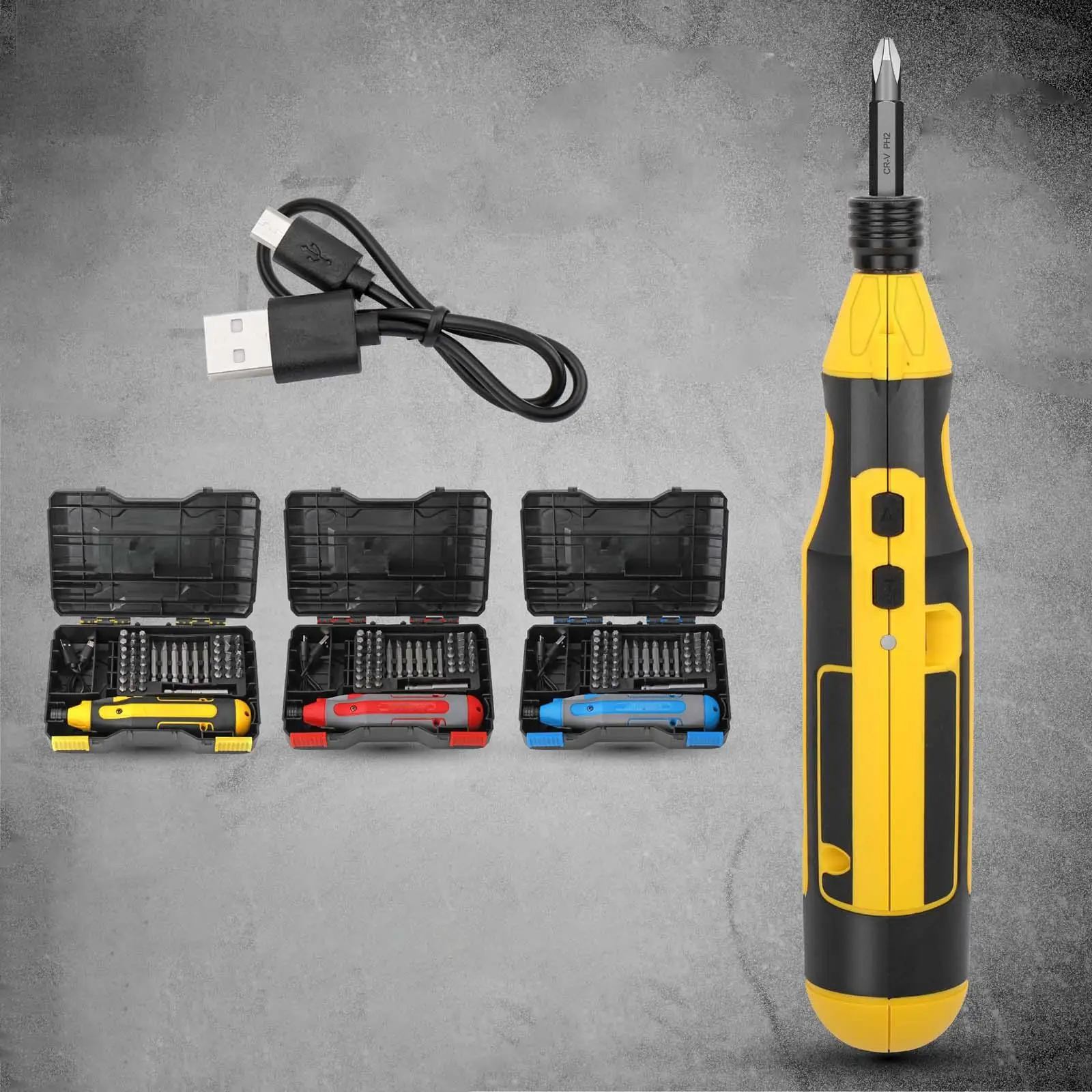 Cordless Electric Screwdriver Kit Manual Repair Tools Maintenance Screwdriver Bits Rechargeable USB 44x for Household Furniture